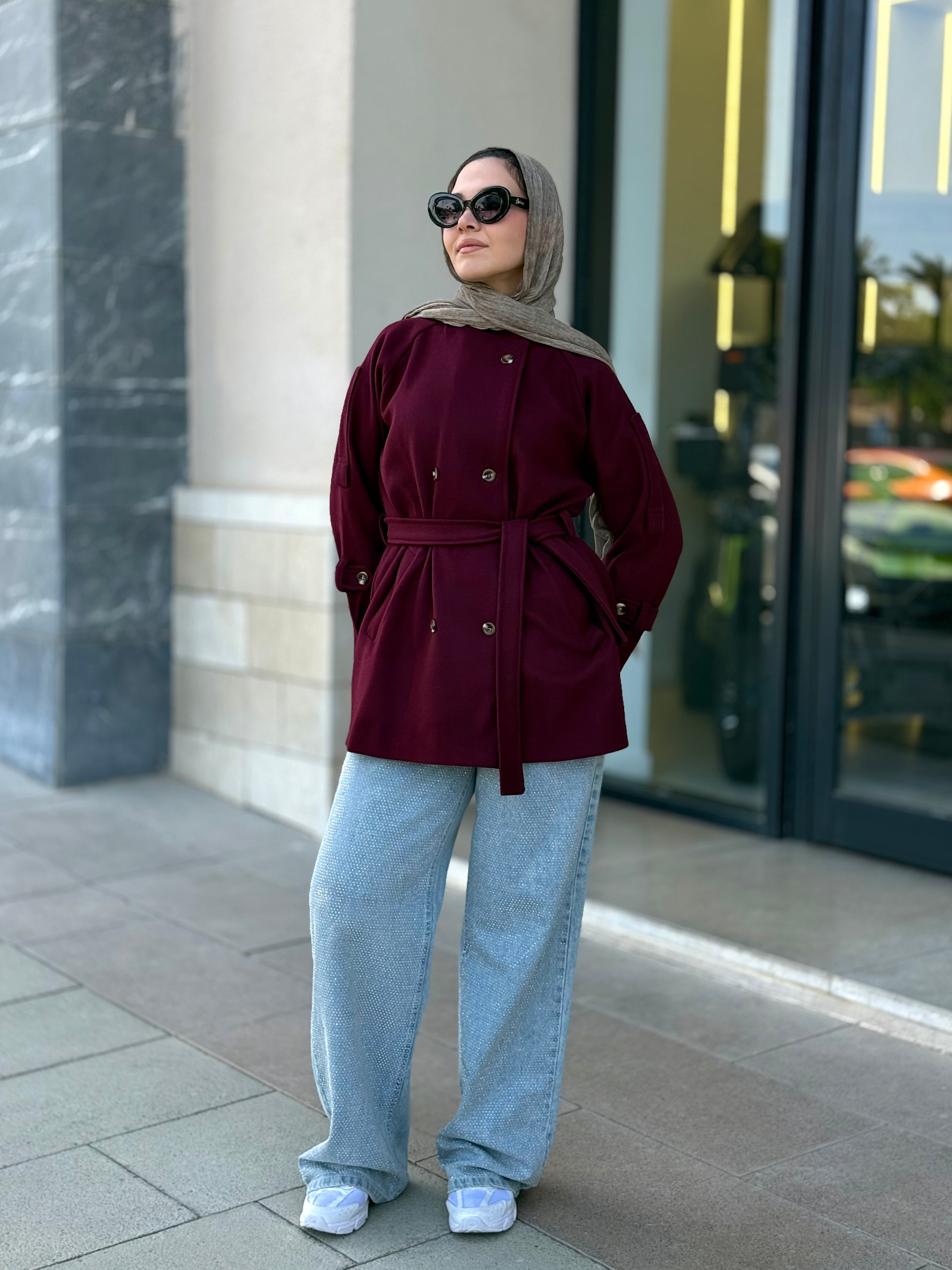 KM Double-Breasted Belted Jacket