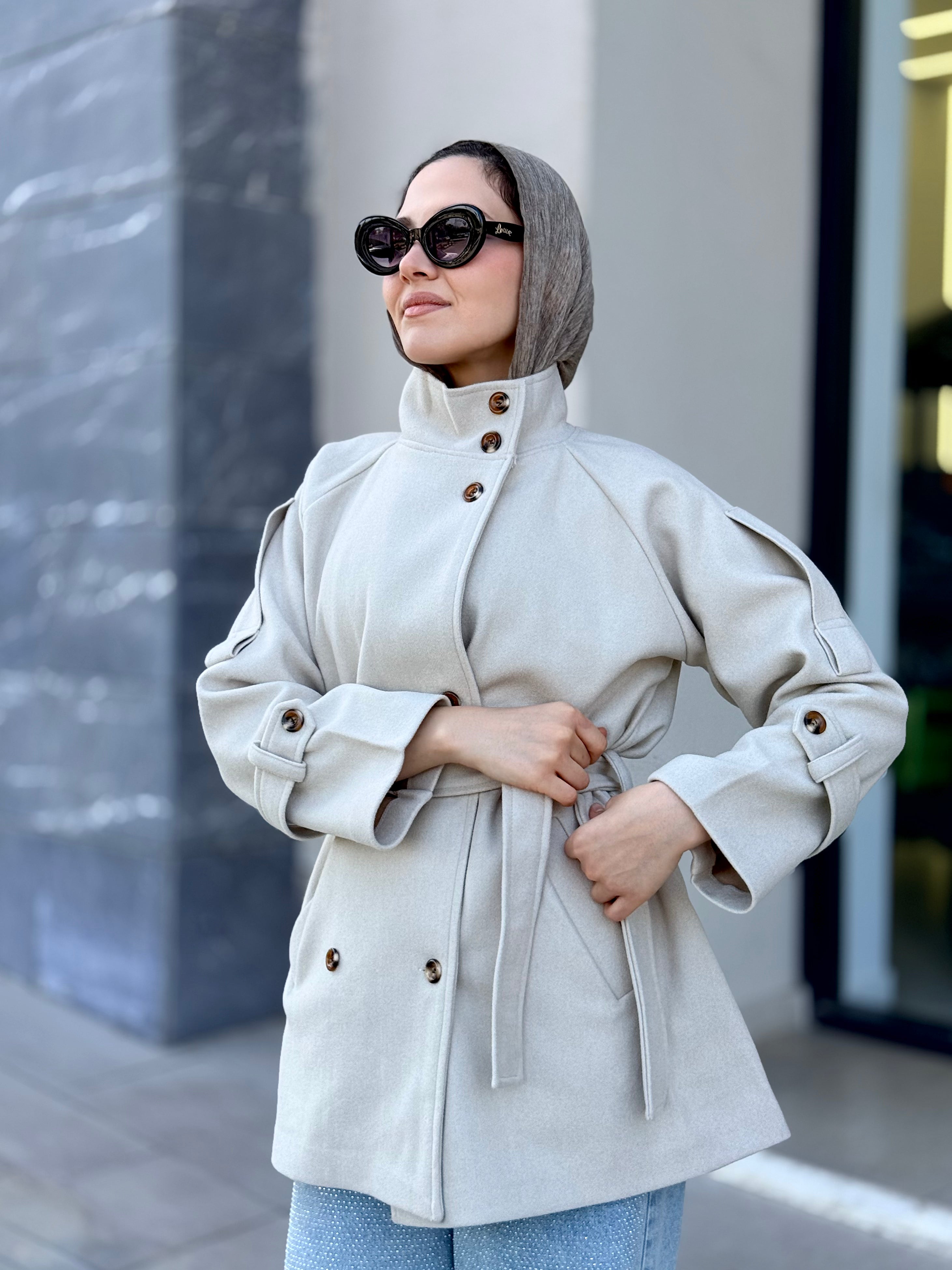 KM Double-Breasted Belted Jacket