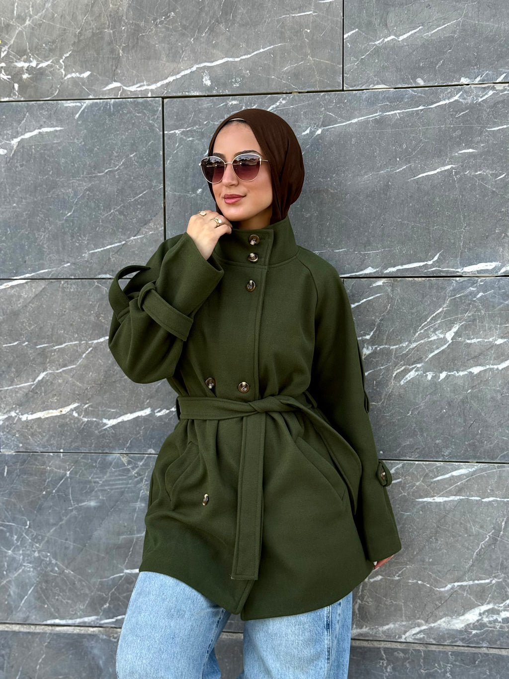KM Double-Breasted Belted Jacket