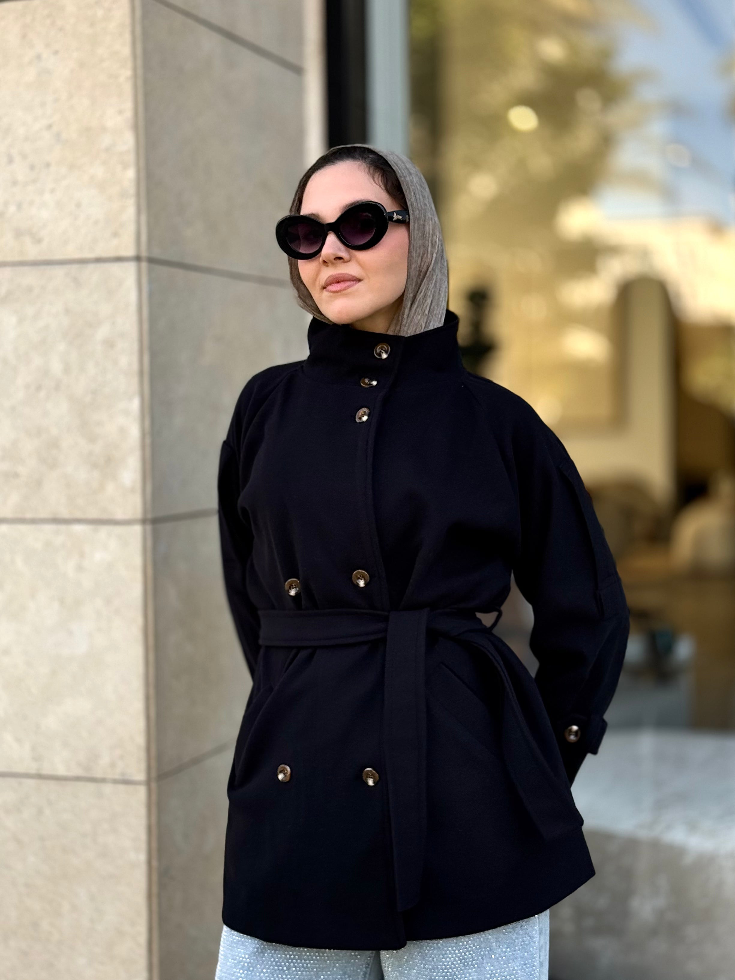 KM Double-Breasted Belted Jacket